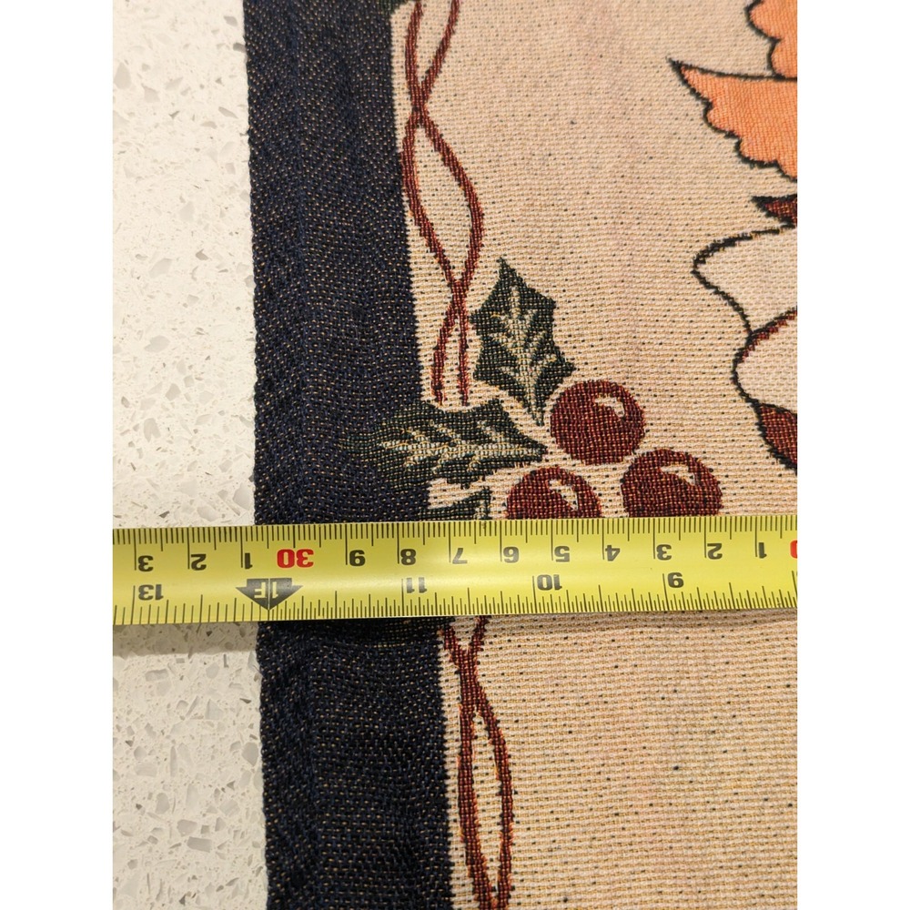 Christmas Tapestry‎ Table Runner 54 x 12 Angels Holly Bow Beige Blue Gold Tassel - Picture 6 of 7